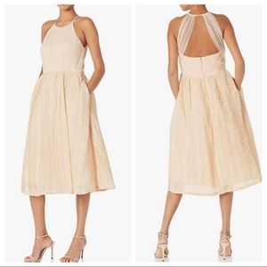 Adrianna Papell  Tulle Halter Tea Dress with Pockets in Flaxen NEW with tags.